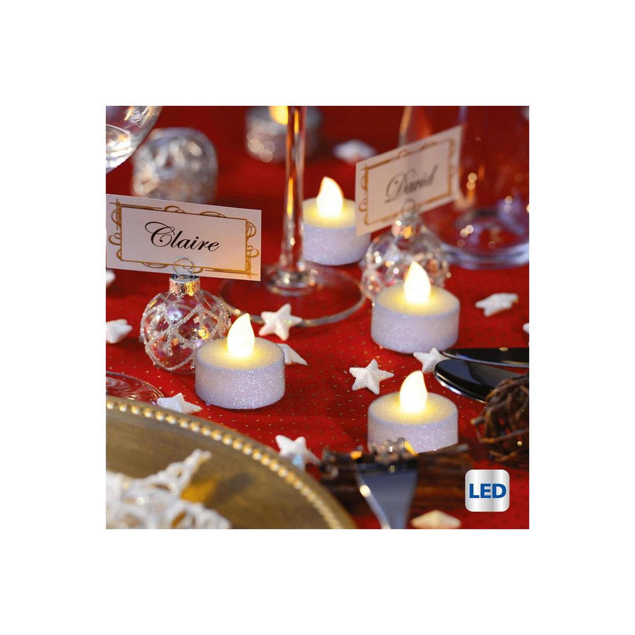Voir la diapositive 4 : FEERIC LIGHT & CHRISTMAS Lot de 6 Bougies Led  Colorama  4cm Blanc