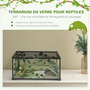 Voir la diapositive 4 : PAWHUT Terrarium verre transparent - couvercle treillis métallique coulissant verrouillable, trappe, distributeur eau, thermomètre - noir