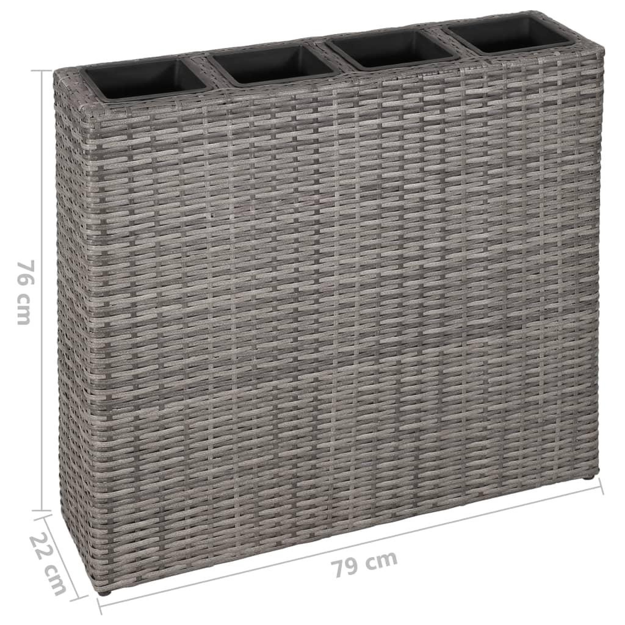 Voir la diapositive 6 : VIDAXL Lit sureleve de jardin avec 4 pots Resine tressee Gris