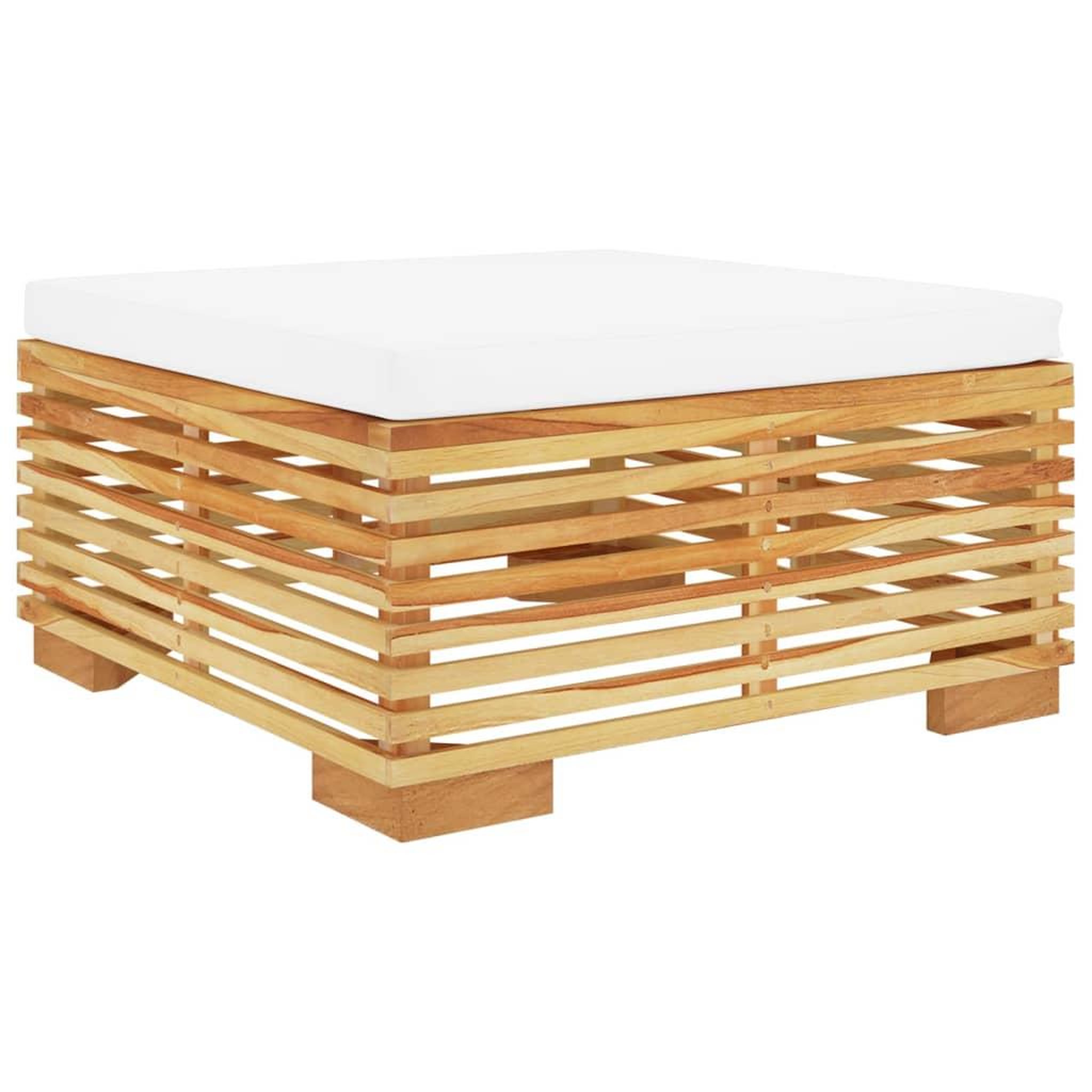 Voir la diapositive 2 : VIDAXL Repose-pied de jardin avec coussin creme Bois de teck massif