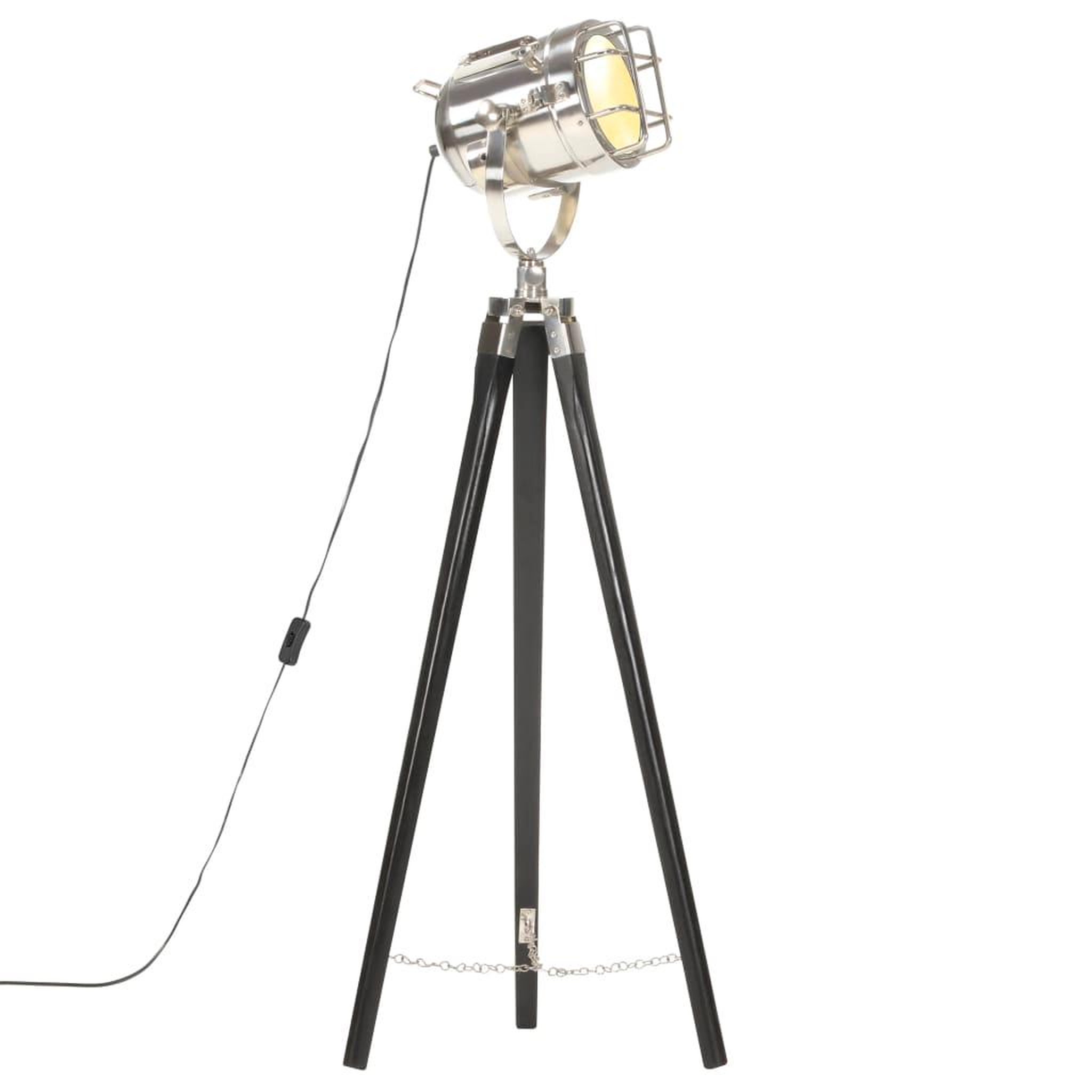 Voir la diapositive 1 : VIDAXL Lampadaire a trepied Noir Bois de manguier massif 97 cm