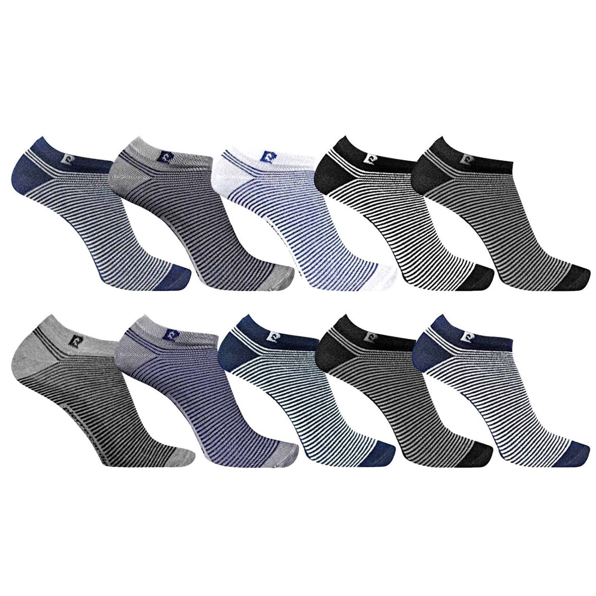 Voir la diapositive 1 : PIERRE CARDIN Lot de 10 paires chaussettes tiges courtes rayées aléatoires pc0373
