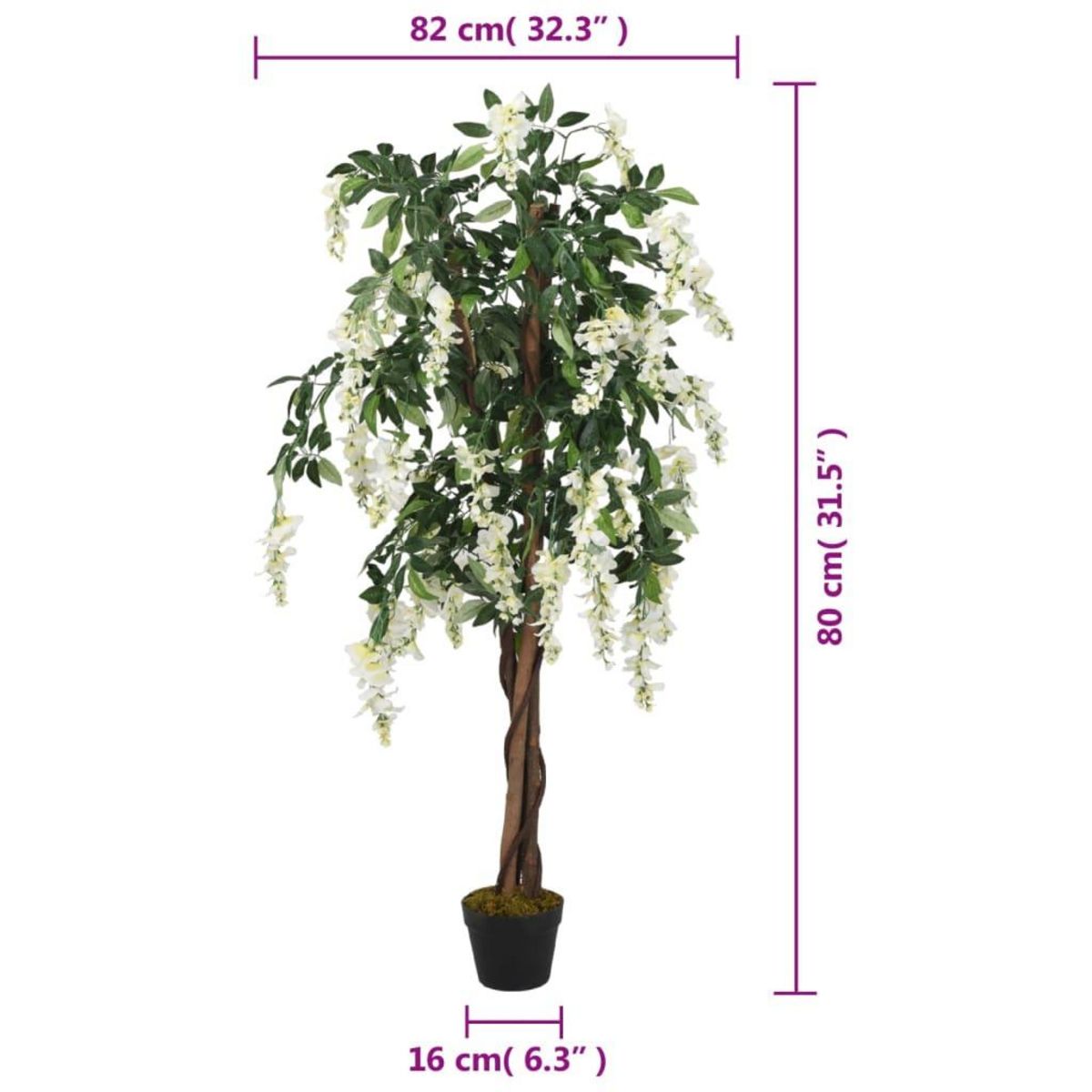 VIDAXL Glycine artificielle 560 feuilles 80 cm vert et blanc
