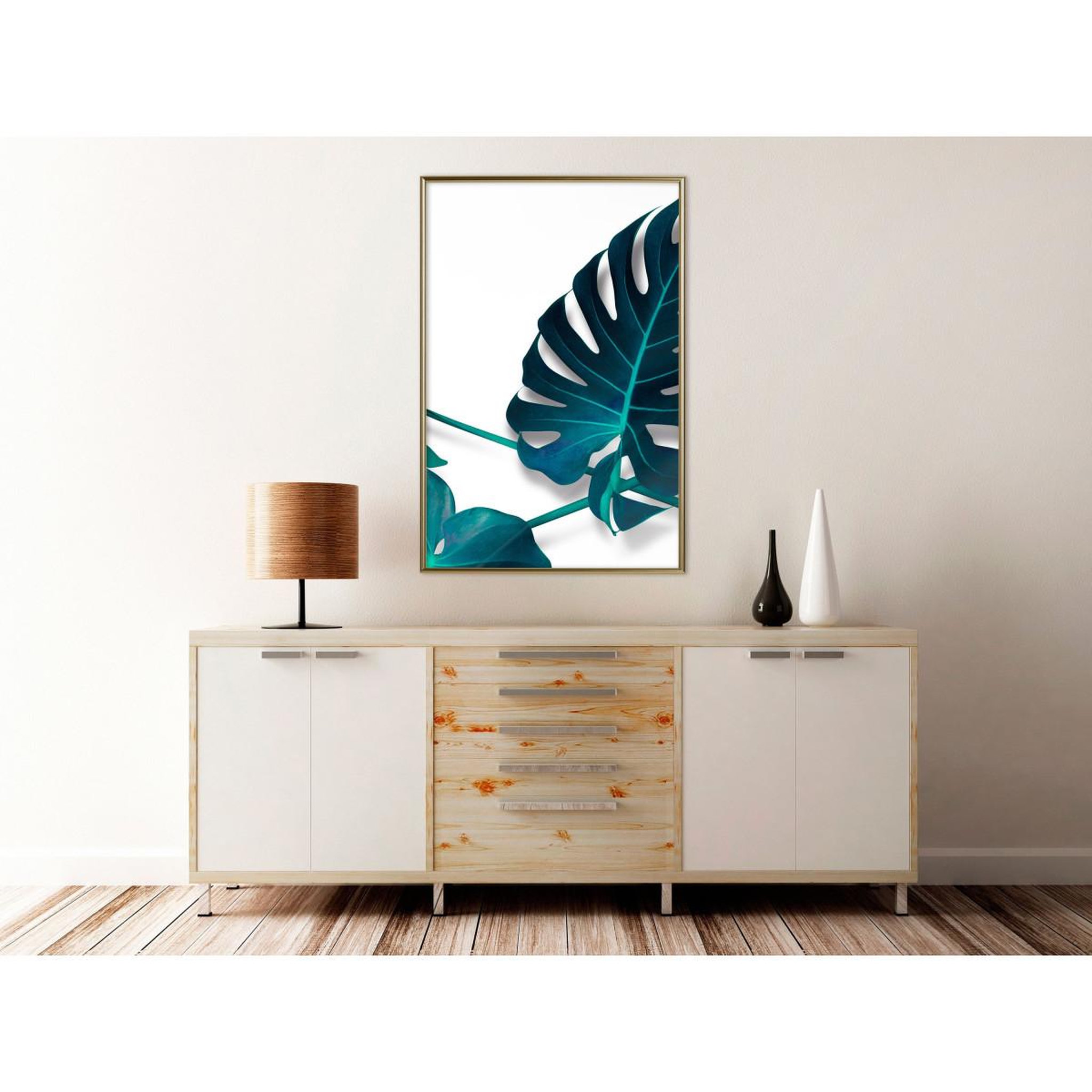 Voir la diapositive 2 : Paris Prix Affiche Murale Encadrée  Turquoise Monstera I