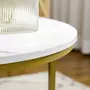 HOMCOM Lot de 2 tables basses gigognes rondes style art déco - acier doré panneaux aspect marbre blanc