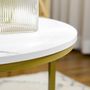 Voir la diapositive 6 : HOMCOM Lot de 2 tables basses gigognes rondes style art déco - acier doré panneaux aspect marbre blanc