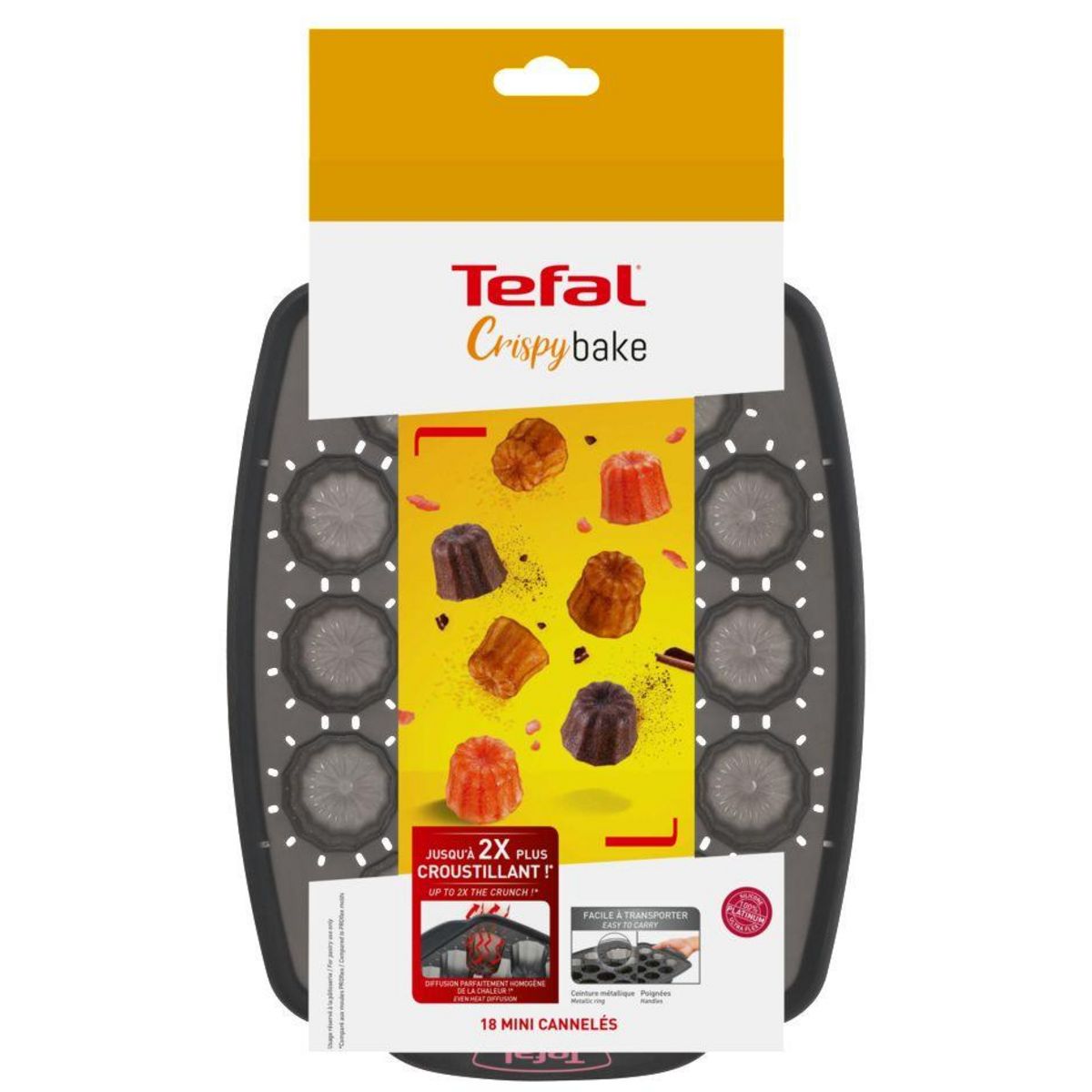 TEFAL Moule 18 mini cannelés CRISPYBAKE silicone