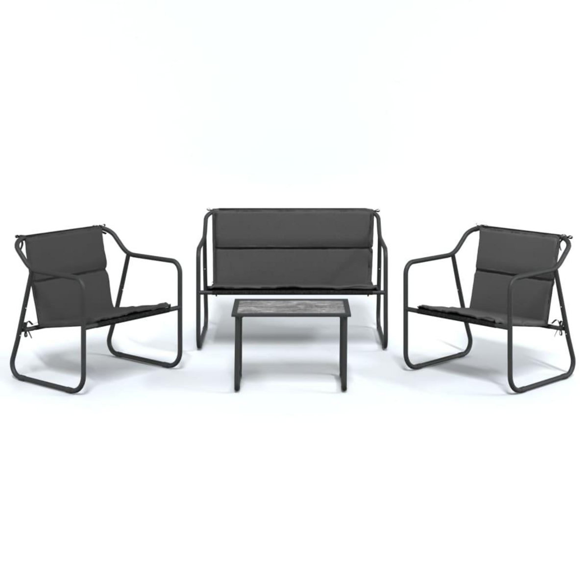 VIDAXL Salon de jardin avec coussins 4 pcs anthracite acier