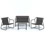 Voir la diapositive 2 : VIDAXL Salon de jardin avec coussins 4 pcs anthracite acier
