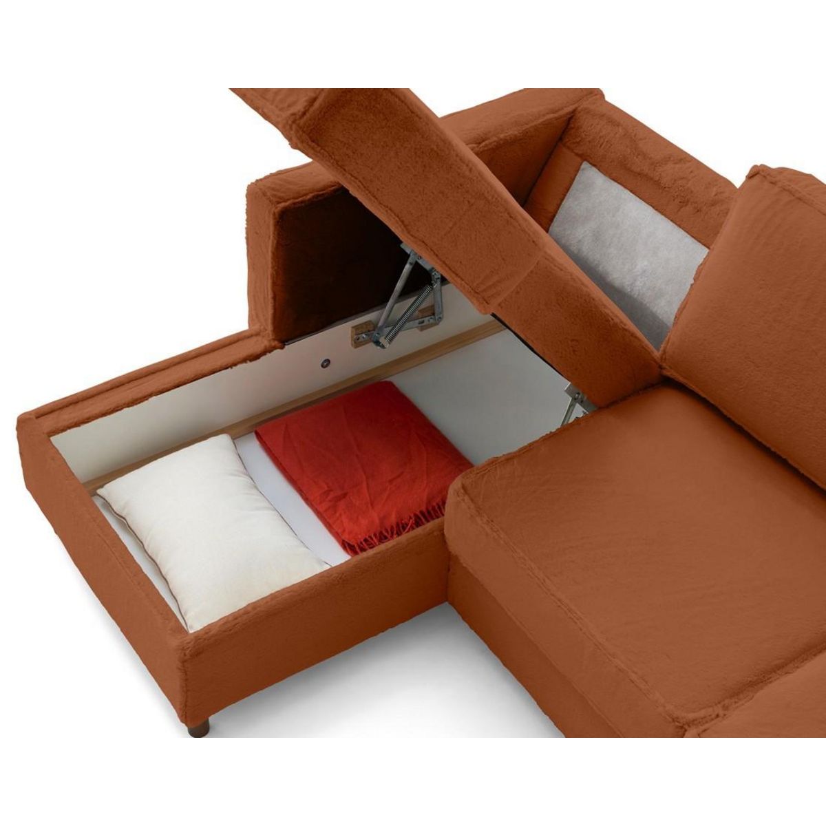 LISA DESIGN Jake - canapé d'angle gauche 4 places convertible avec coffre en fausse fourrure