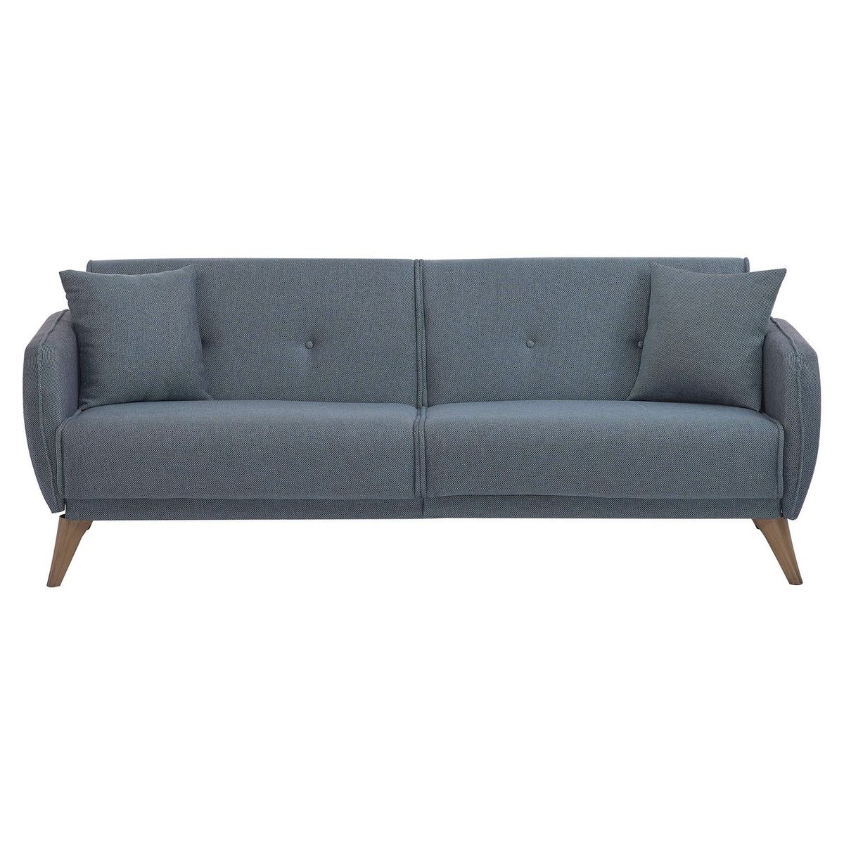 Canapé droit convertible 3 places tissu pieds bois clair BONJO