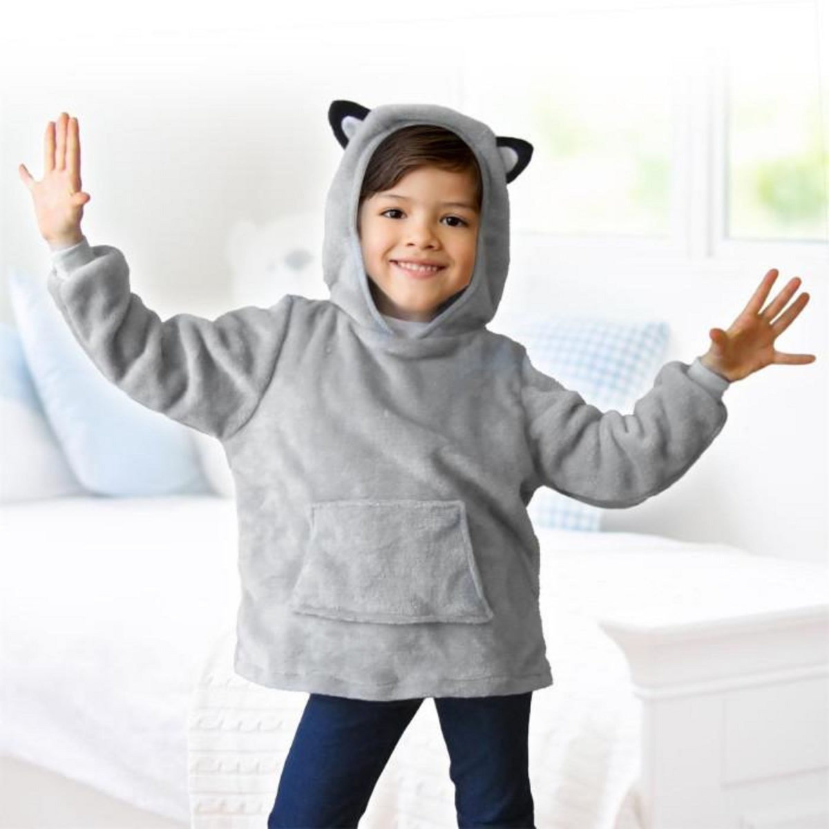 Paris Prix Sweat Pochon Peluche  Enfant  66cm Gris