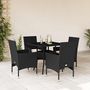Voir la diapositive 1 : VIDAXL Ensemble a manger de jardin et coussins 5 pcs noir rotin verre