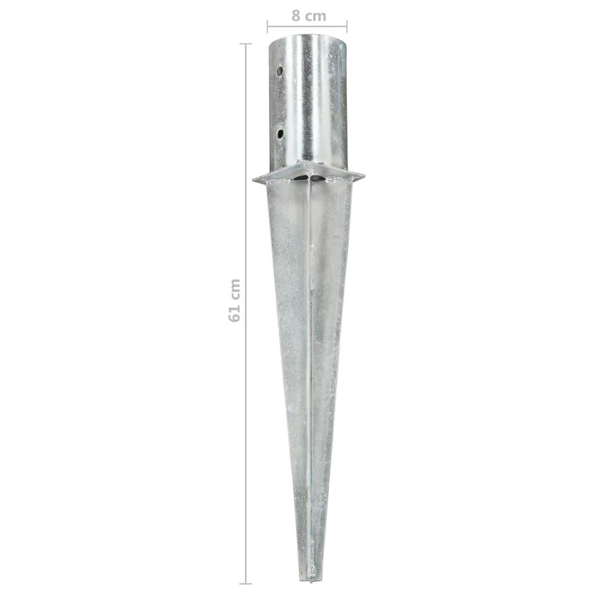 Voir la diapositive 6 : VIDAXL Piquets au sol 2 pcs Argente 8x61 cm Acier galvanise