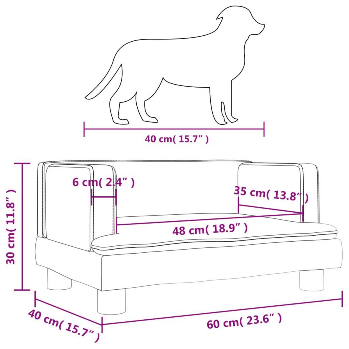 VIDAXL Lit pour chien cappuccino 60x40x30 cm similicuir
