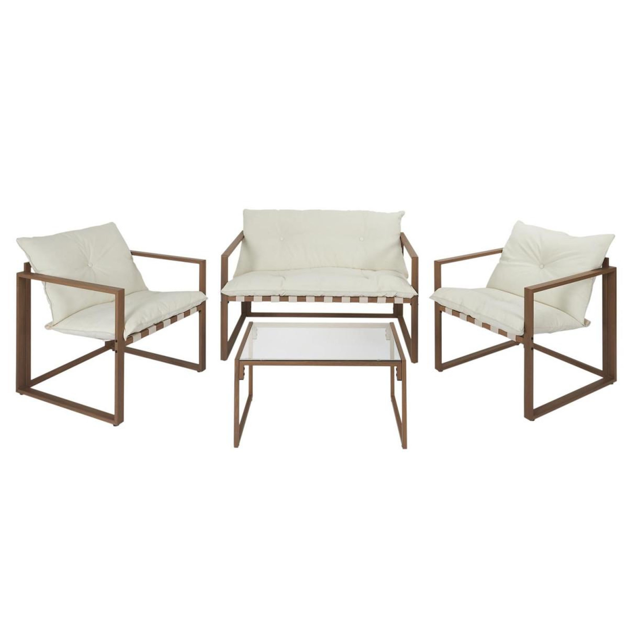 The Home Deco Factory Salon de jardin 4 places  cagliari  118cm blanc