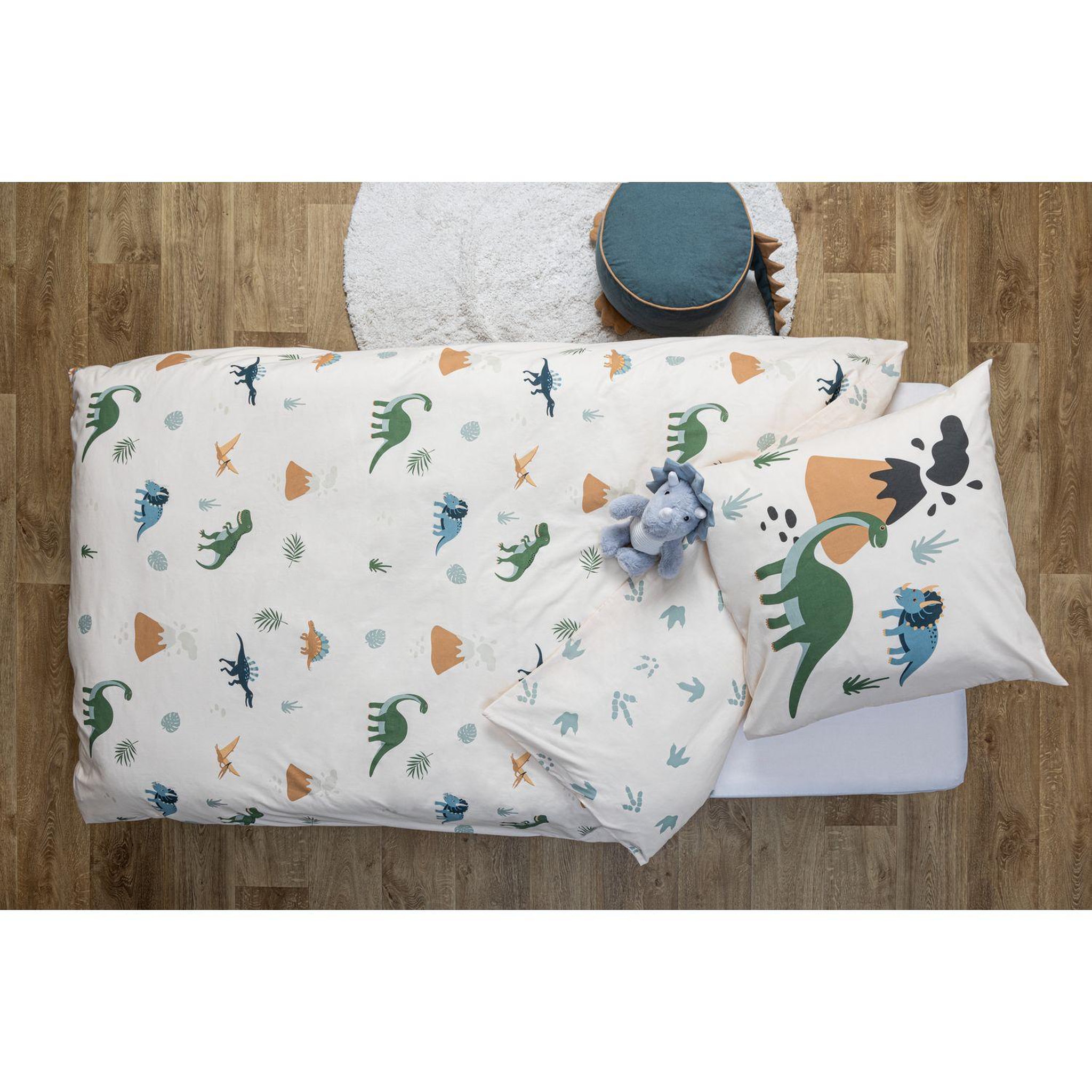 Voir la diapositive 2 : ATMOSPHERA Parure de lit réversible enfant motifs dinosaures - 140 x 200 cm