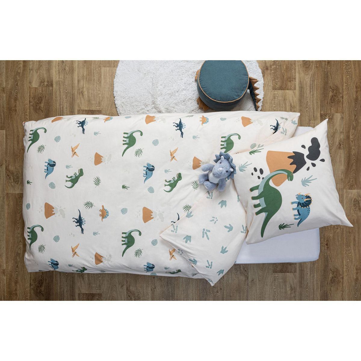 ATMOSPHERA Parure de lit réversible enfant motifs dinosaures - 140 x 200 cm