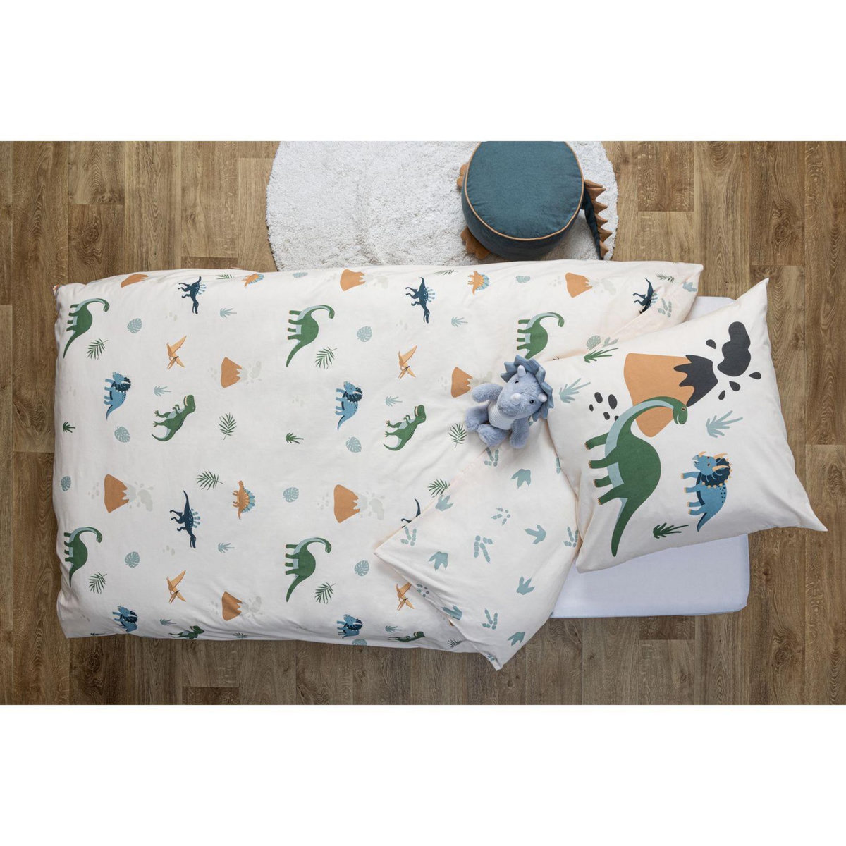 ATMOSPHERA Parure de lit réversible enfant motifs dinosaures - 140 x 200 cm