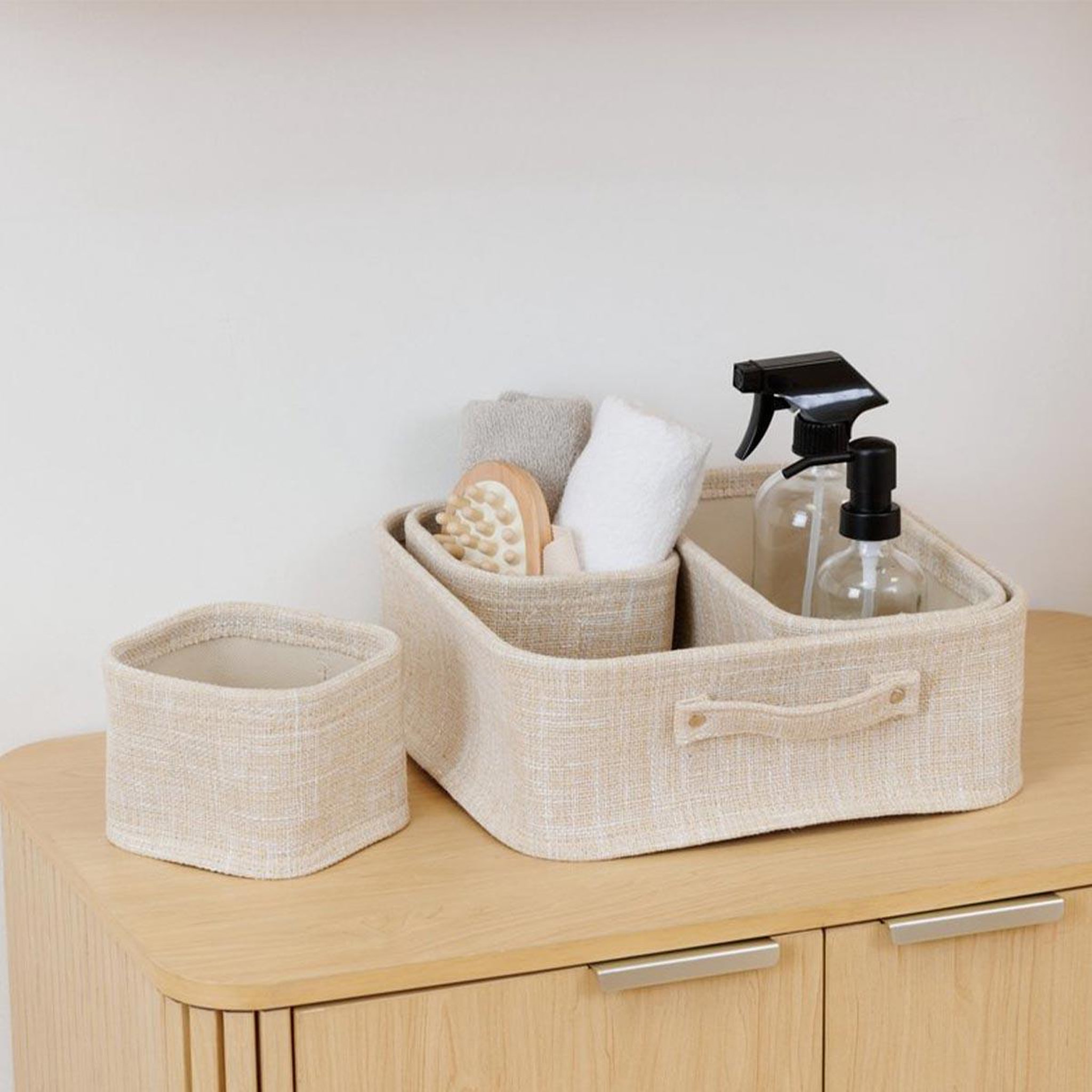 Voir la diapositive 2 : FIVE Lot de 4 paniers de rangement  hugo  31cm beige