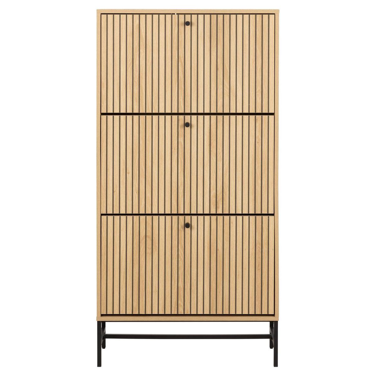 TOILINUX Meuble à chaussures 3 portes effet tasseaux BAÏKAL - Beige