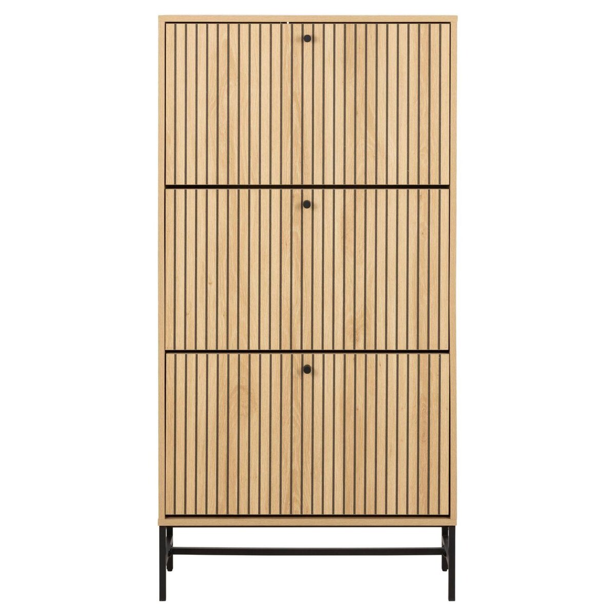 TOILINUX Meuble à chaussures 3 portes effet tasseaux BAÏKAL - Beige