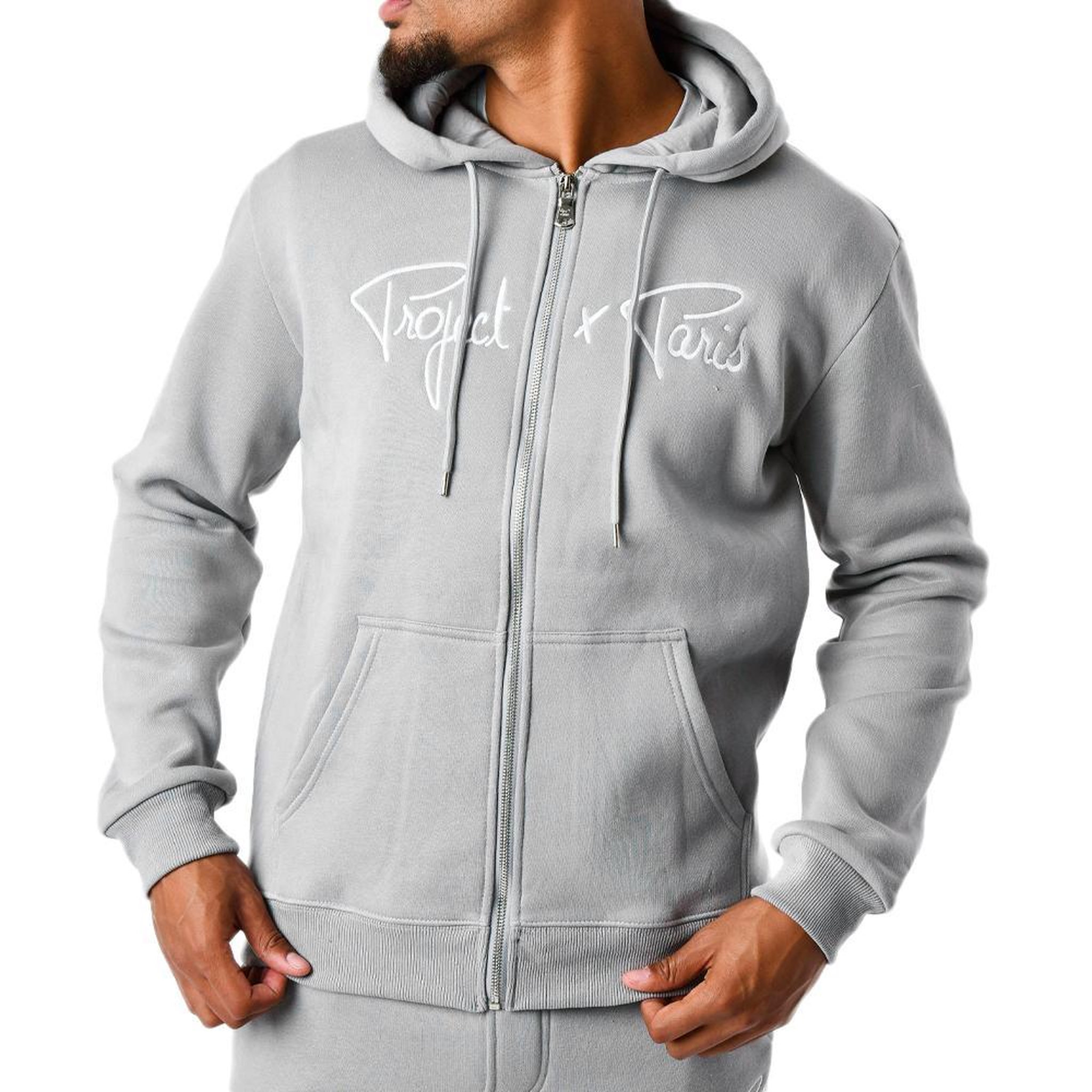 Project X Sweat Zippé Gris Homme Project X Paris Signature. Coloris disponibles : Gris