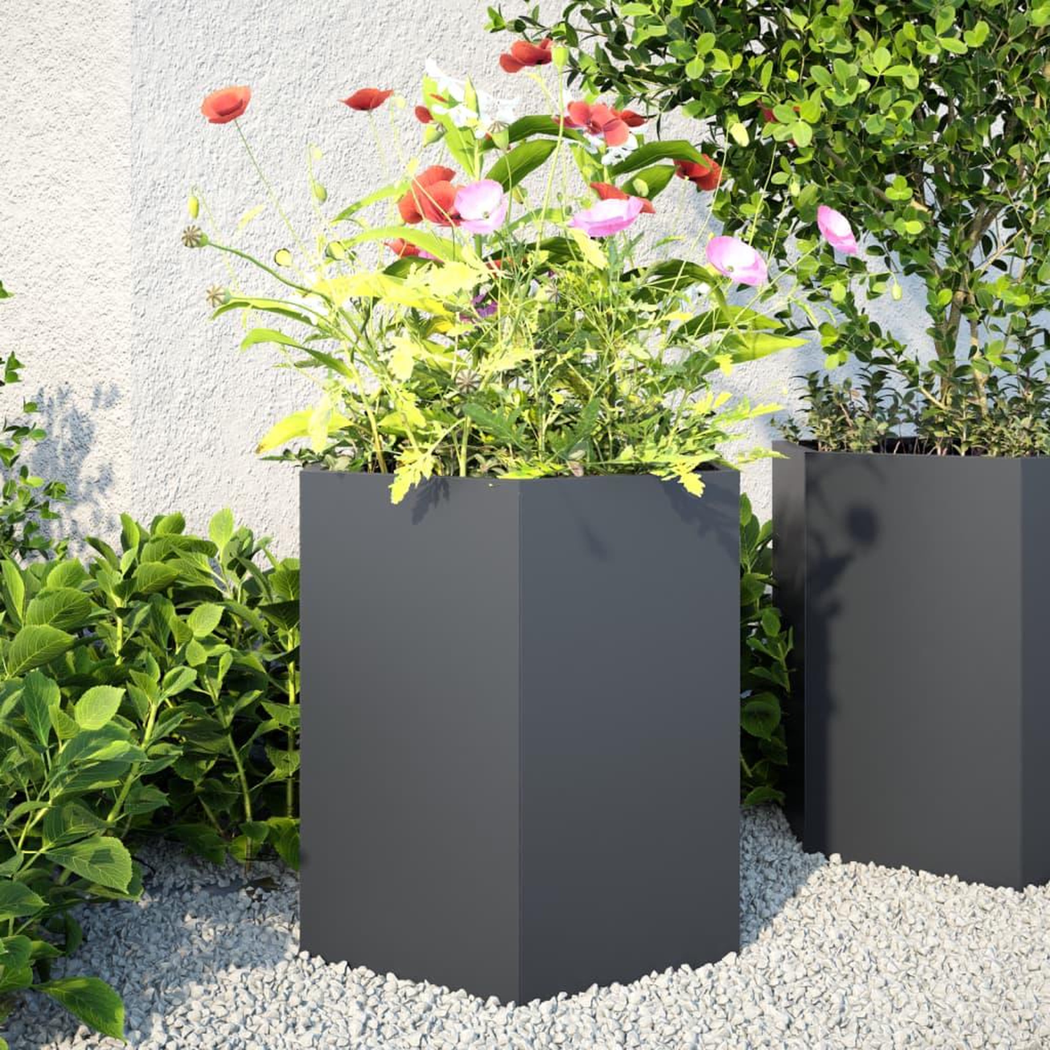 VIDAXL Jardinieres 2 pcs anthracite hexagone 46x40x45 cm acier