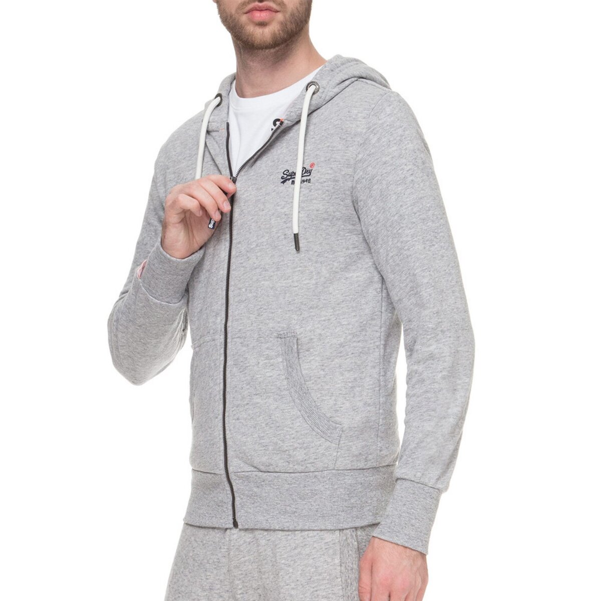 Sweat superdry gris discount homme