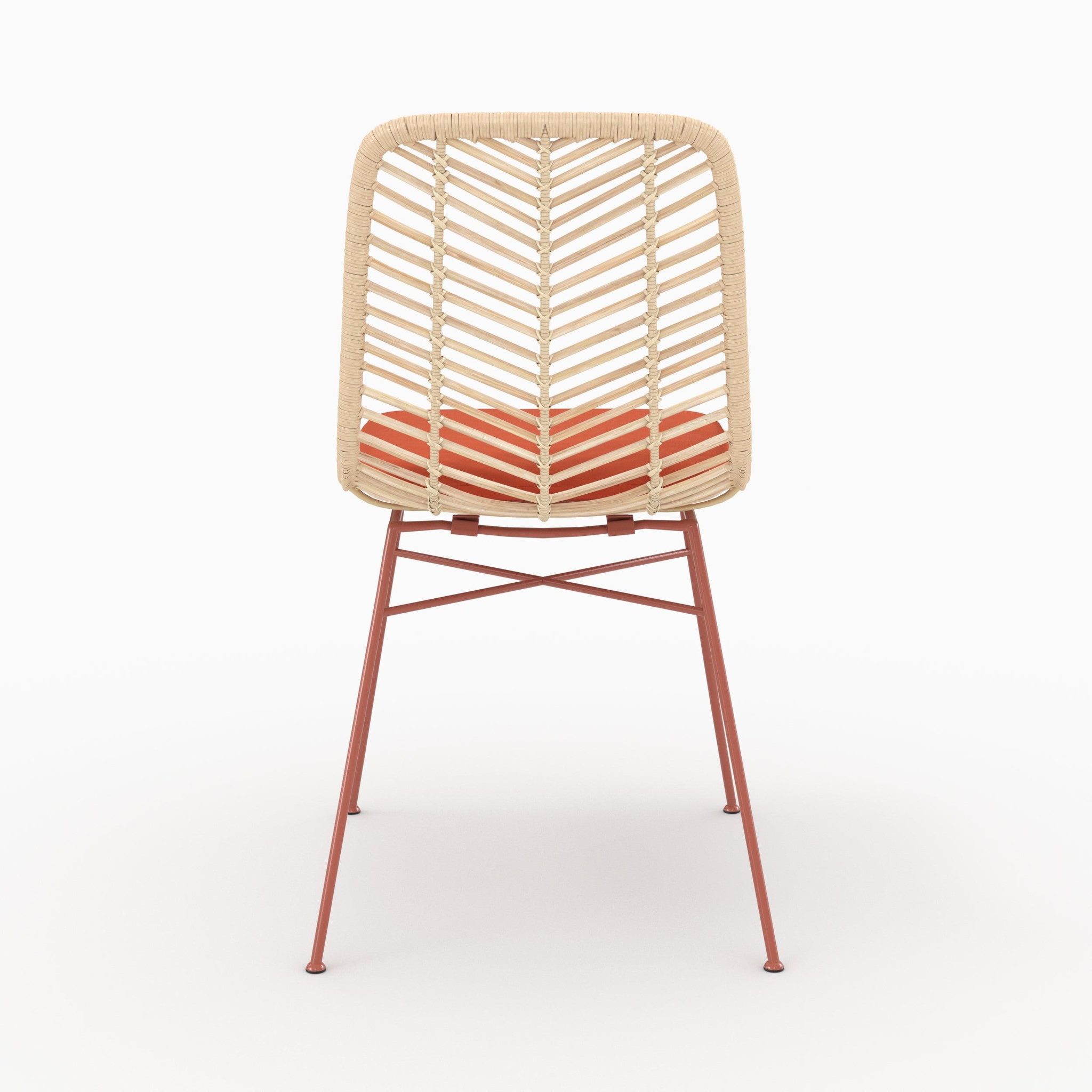 Voir la diapositive 5 : MAISON PAVANE Lot de 2 chaises en rotin et tissu orange vermillon -tamara