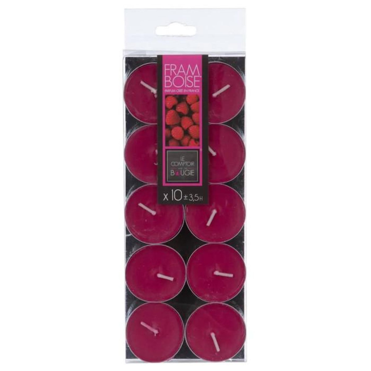COMPTOIR DE LA BOUGIE Lot de 10 Bougies Chauffe-Plat Parfumées 3,7cm Framboise