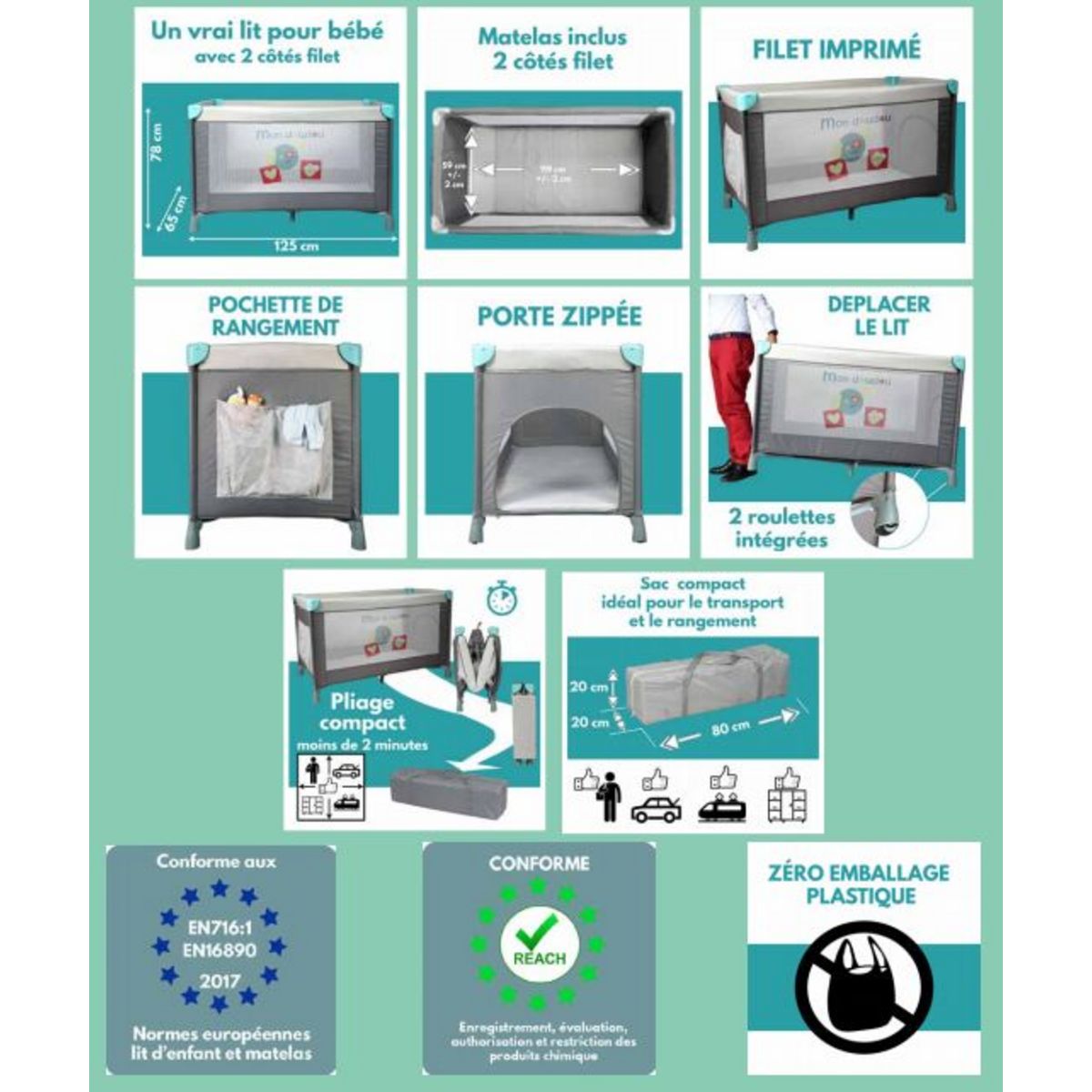 BAMBISOL Lit parapluie Mon Doudou