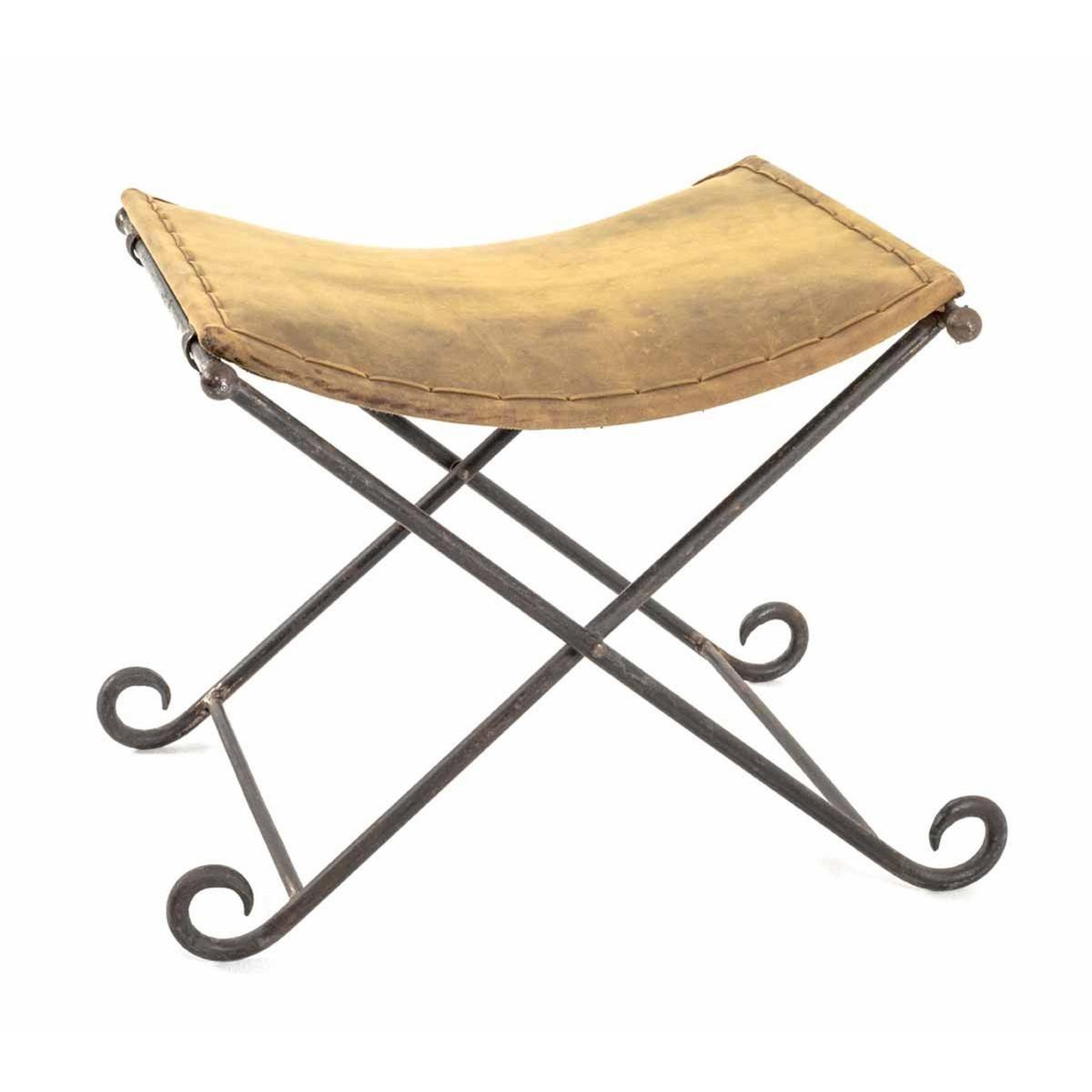 Paris Prix Tabouret pliable en cuir  rodéo  58cm marron