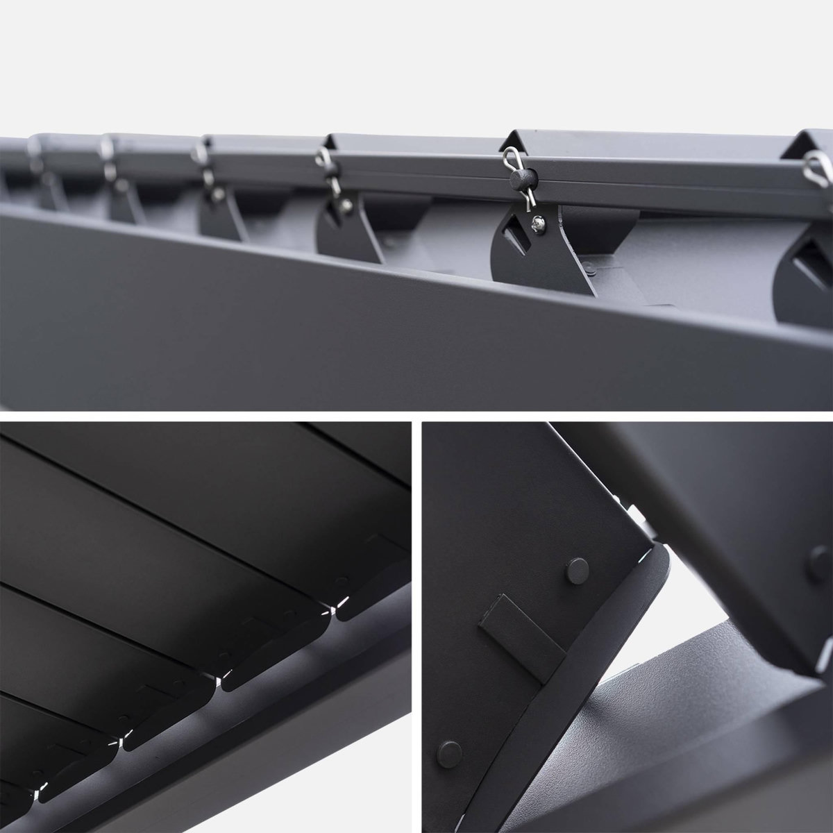 SWEEEK Pergola bioclimatique aluminium 3x3m V2 + 3 persiennes 100 cm Triomphe