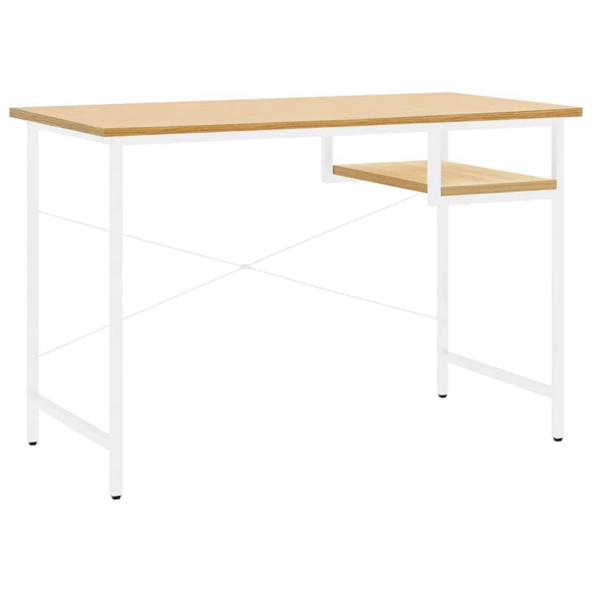 VIDAXL Bureau d'ordinateur Blanc/chene clair 105x55x72 cm MDF et metal