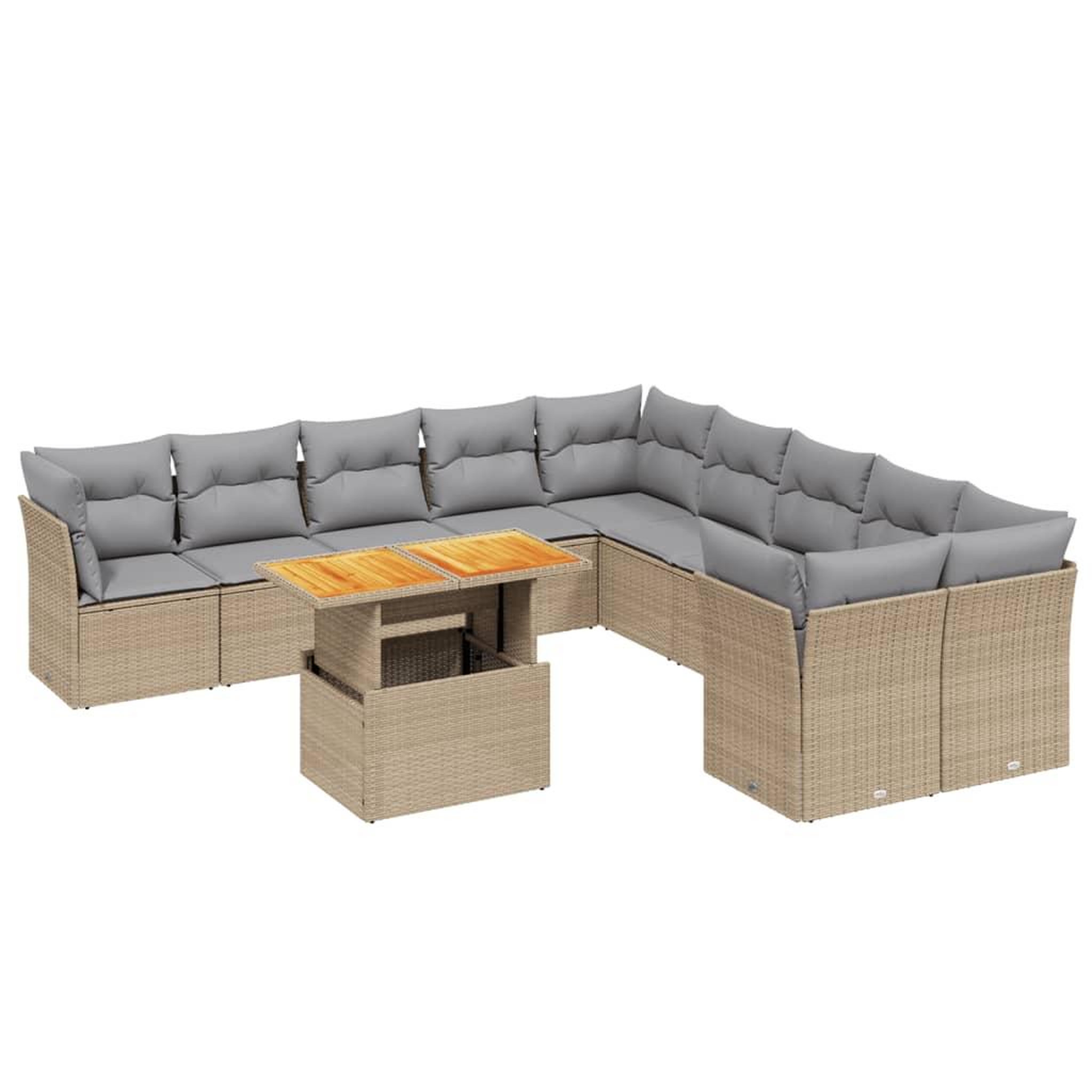 Voir la diapositive 2 : VIDAXL Salon de jardin 11 pcs avec coussins beige resine tressee