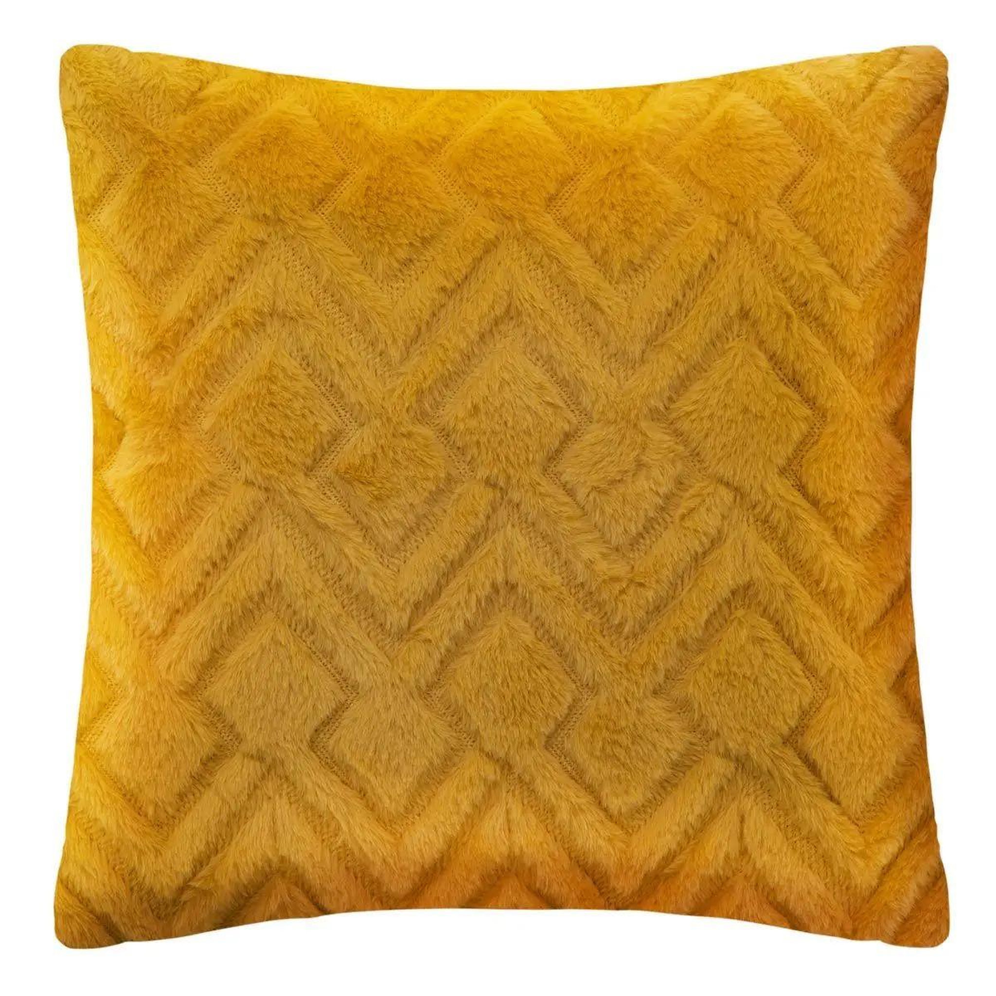 Voir la diapositive 1 : ATMOSPHERA Coussin imitation fourrure  mara  45x45cm ocre