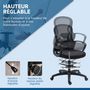Voir la diapositive 4 : VINSETTO Fauteuil de bureau chaise de bureau assise haute réglable dim. 59L x 65l x 109-124H cm pivotant 360° maille respirante noir