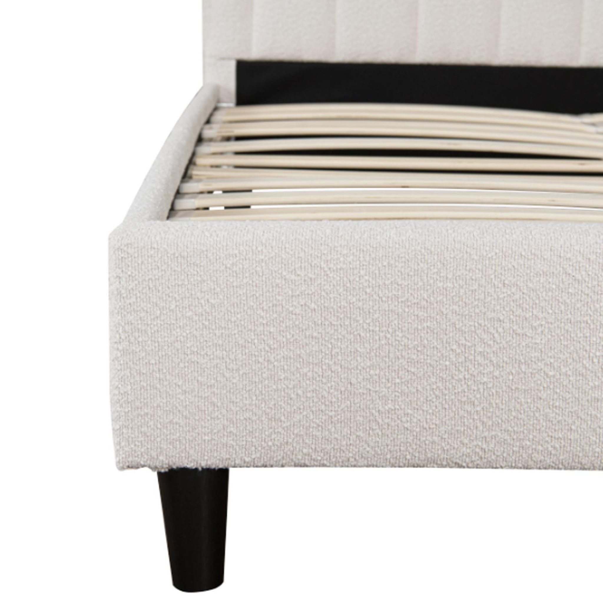 Voir la diapositive 5 : CONCEPT USINE Lit bouclette 160x200cm beige avec tête de lit et sommier cambridge