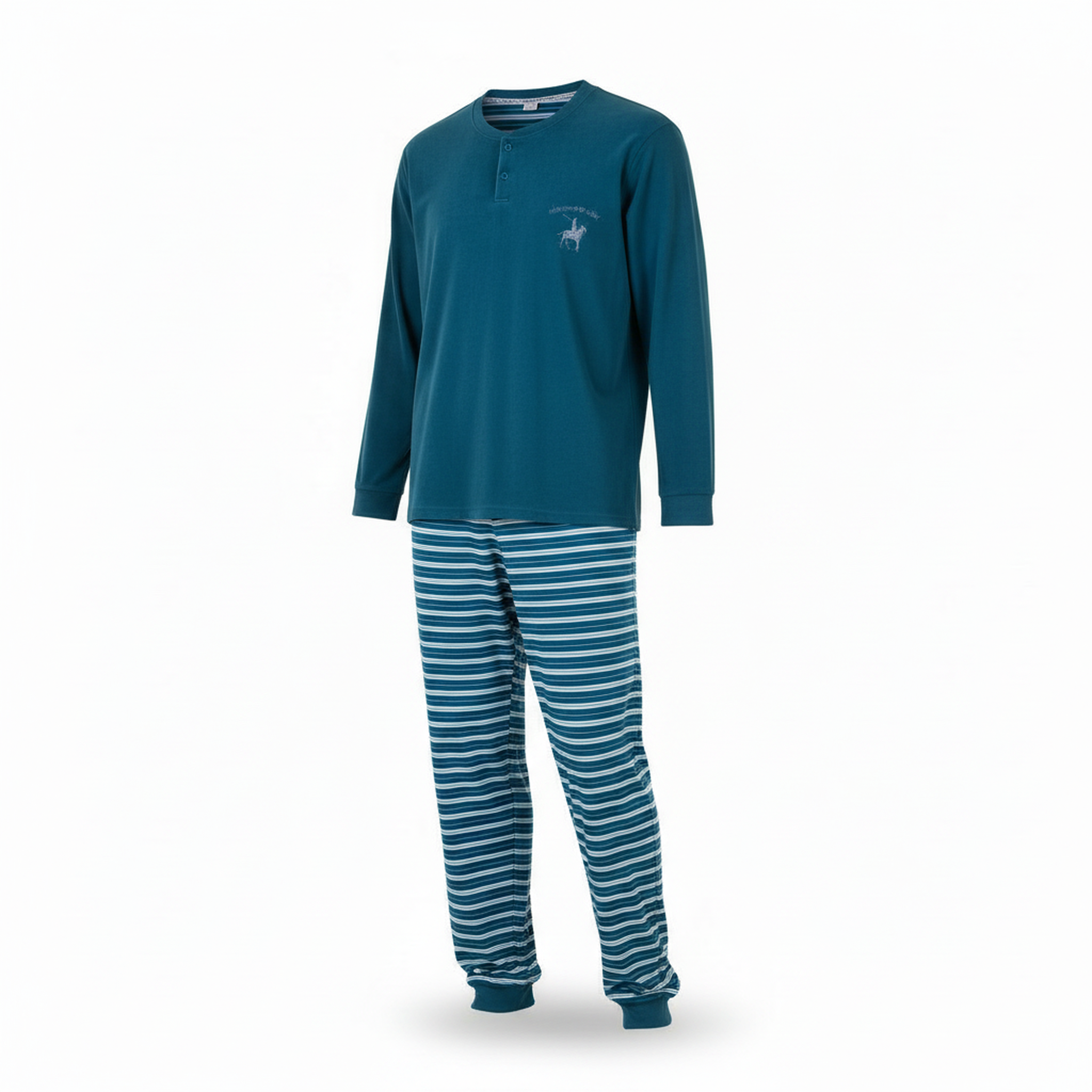 OZABI Ozabi pyjama homme doublé polaire écusson brodé. Coloris disponibles : Bleu, Gris