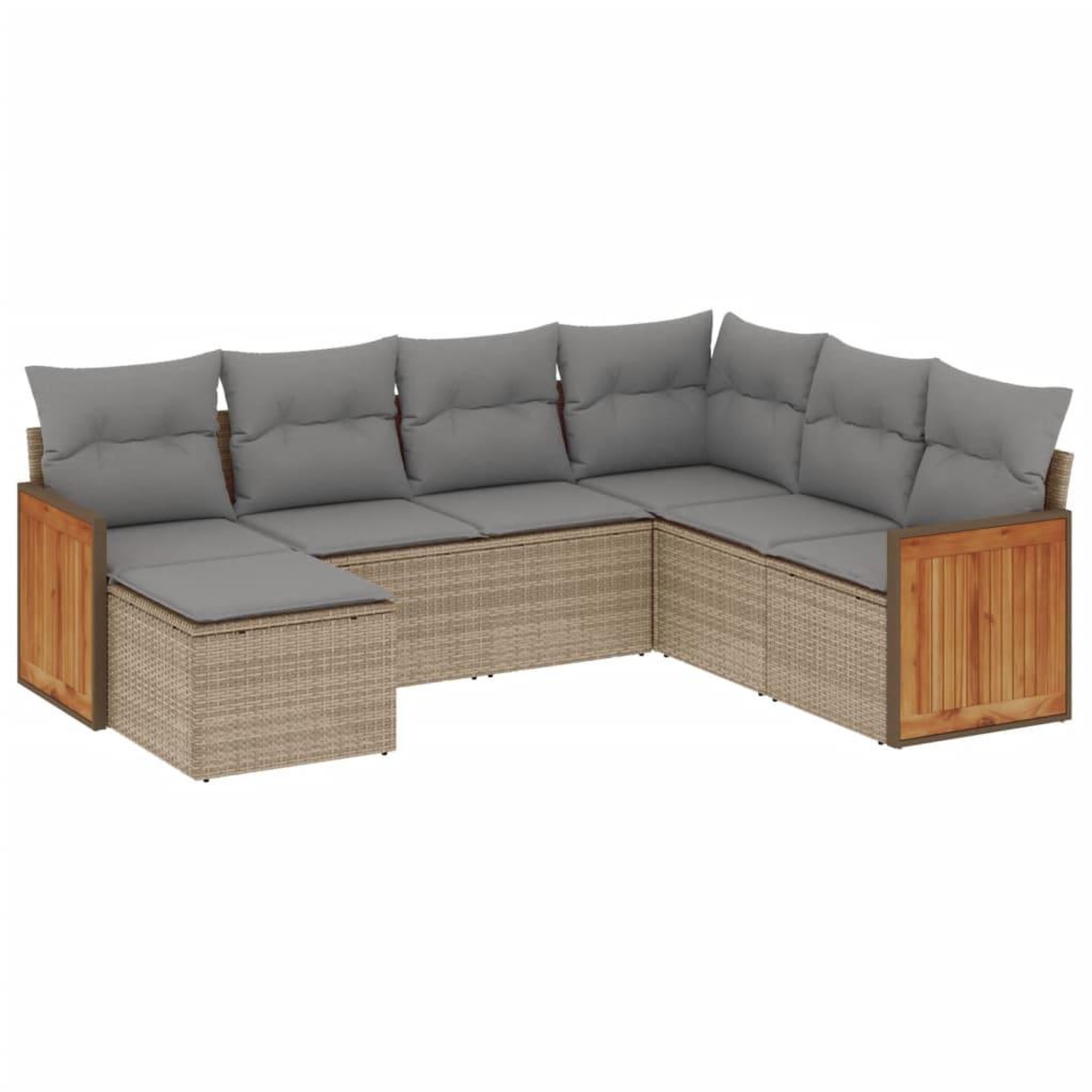 Voir la diapositive 2 : VIDAXL Salon de jardin avec coussins 7 pcs beige resine tressee