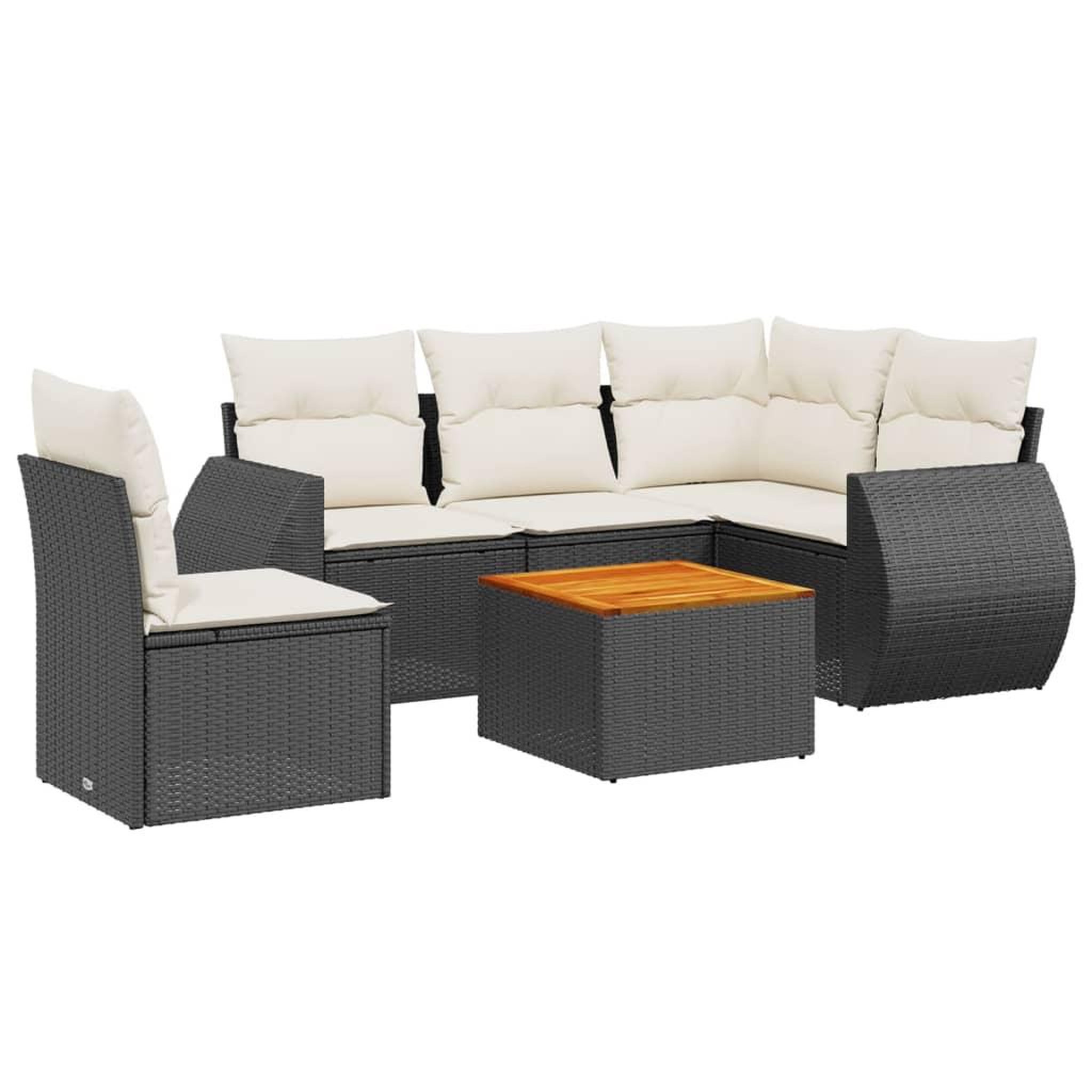 Voir la diapositive 2 : VIDAXL Salon de jardin 6 pcs avec coussins noir resine tressee