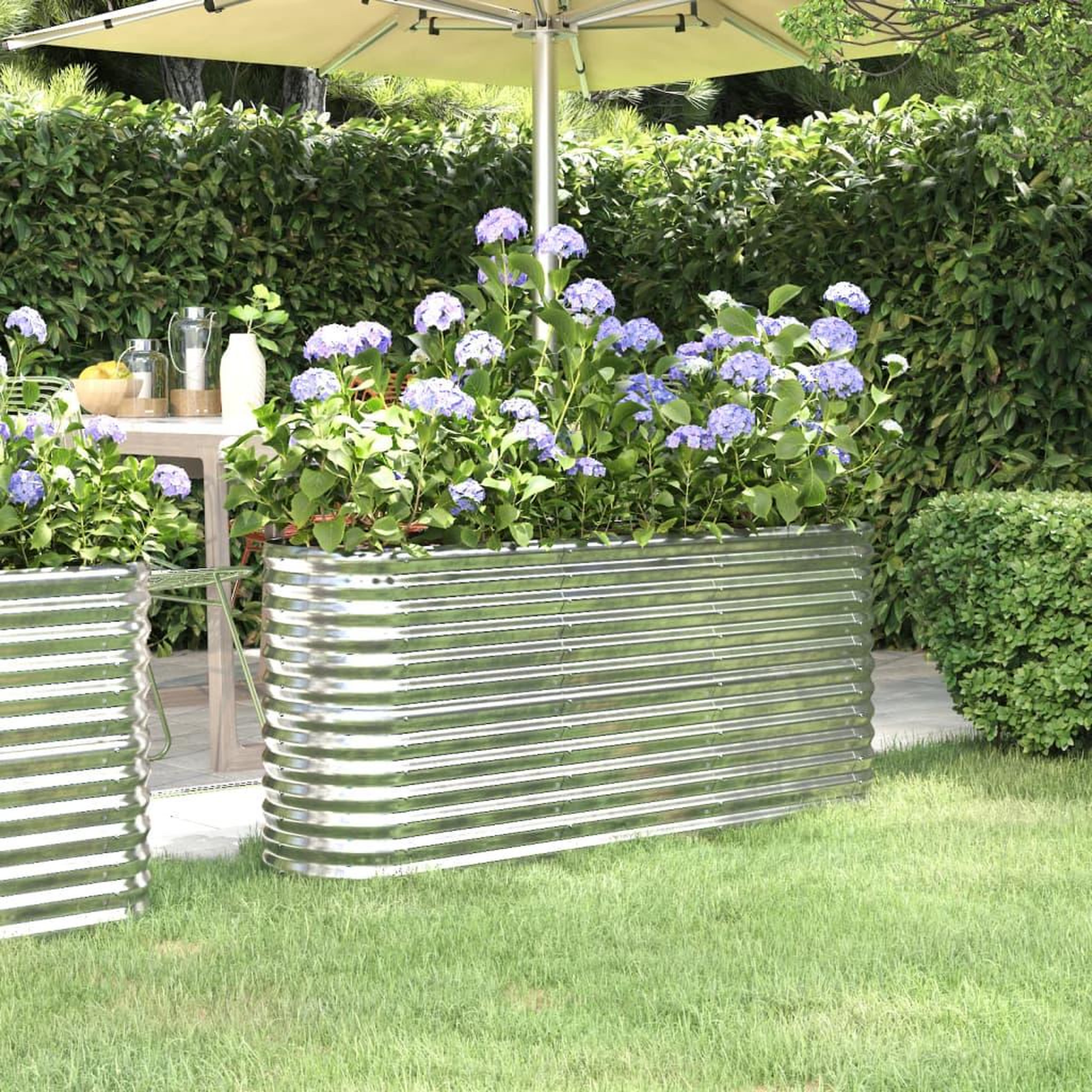 Voir la diapositive 1 : VIDAXL Lit sureleve de jardin Acier enduit de poudre Argente