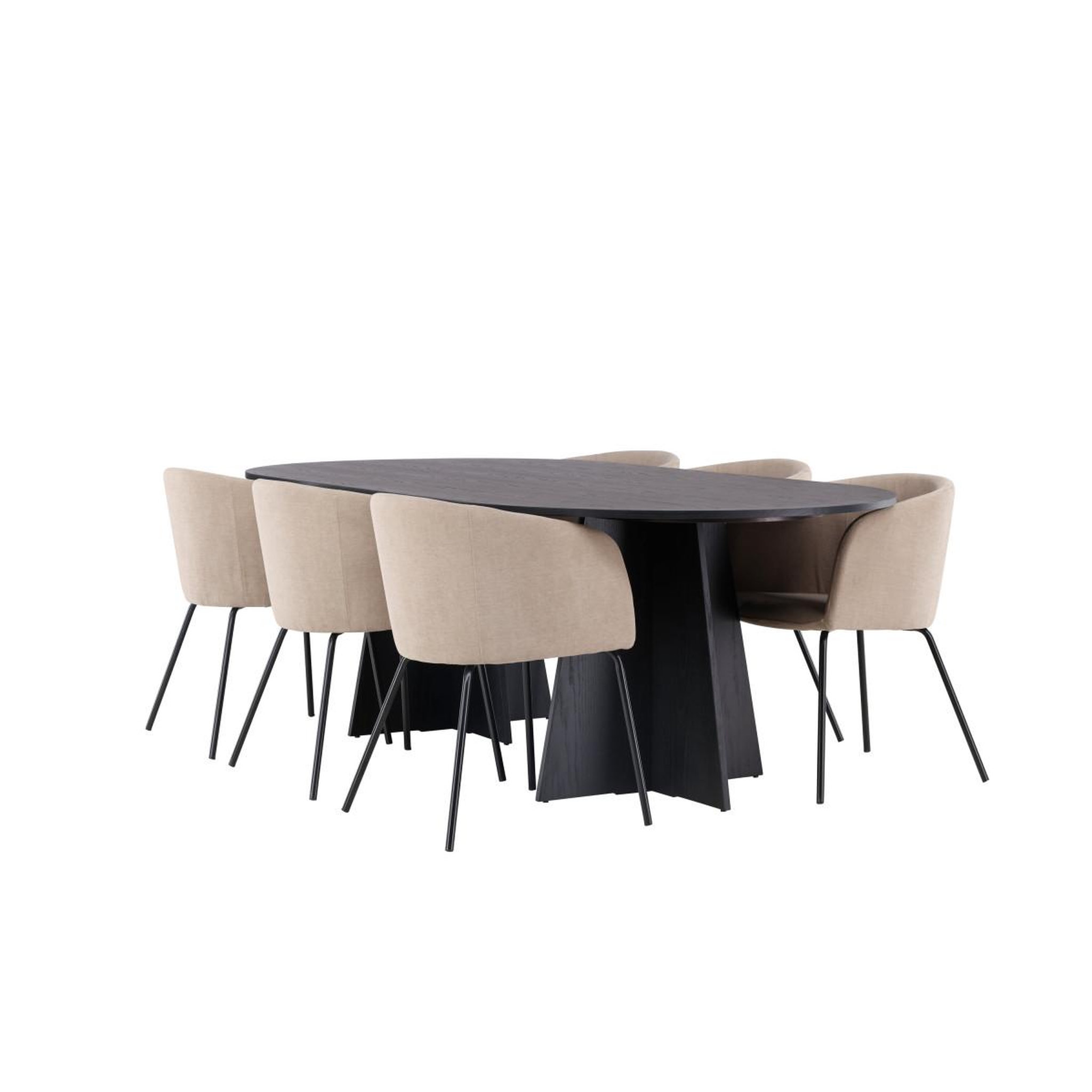 Voir la diapositive 4 : Paris Prix Ensemble table à manger & 6 chaises  bootcut & berit  230cm noir & beige