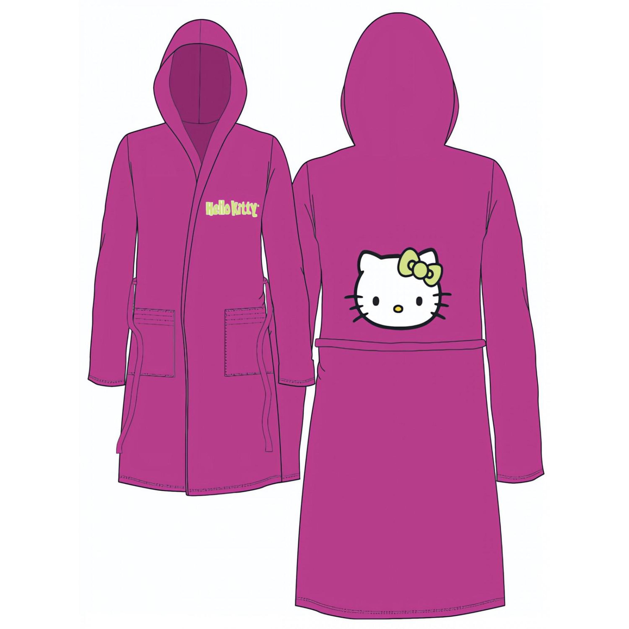 HELLO KITTY PEIGNOIR DE BAIN ENFANT 'HELLO KITTY FUSCHIA T2' VELOURS 100% Coton
