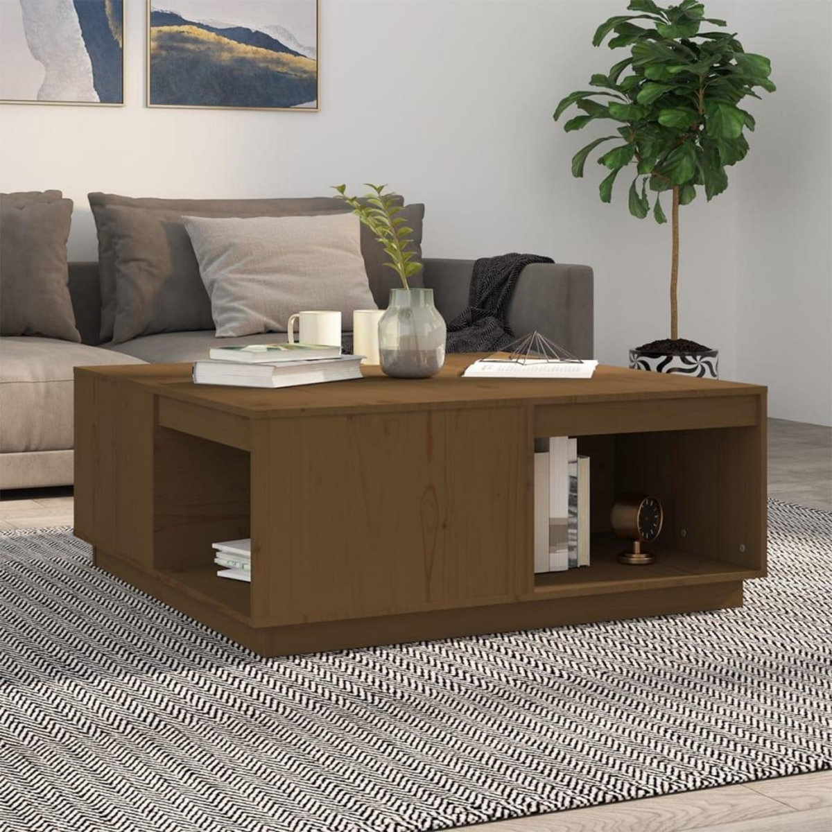 VIDAXL Table basse Marron miel 100x101x40,5 cm Bois massif de pin