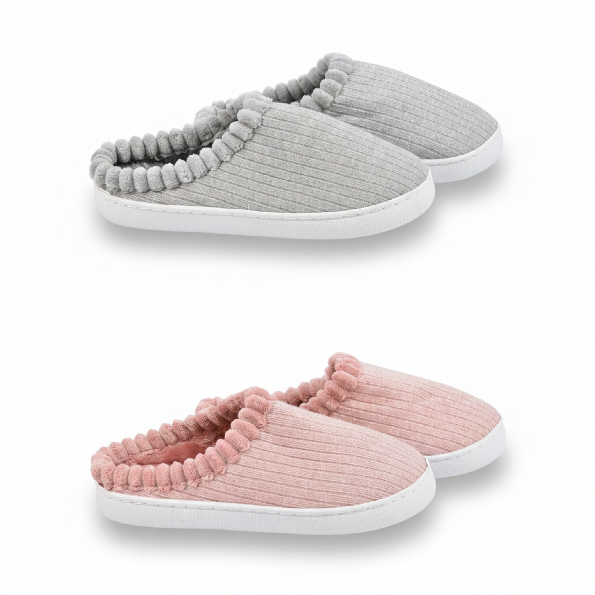 Voir la diapositive 3 : OZABI Ozabi pack 2 paires mules femme tricot côtelé pailleté fausse fourrure