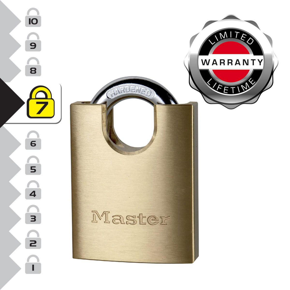 Master lock 2250EURD Cadenas à Clé et Anse Protégée, Doré, 9,2 x 5 x 1,7 cm