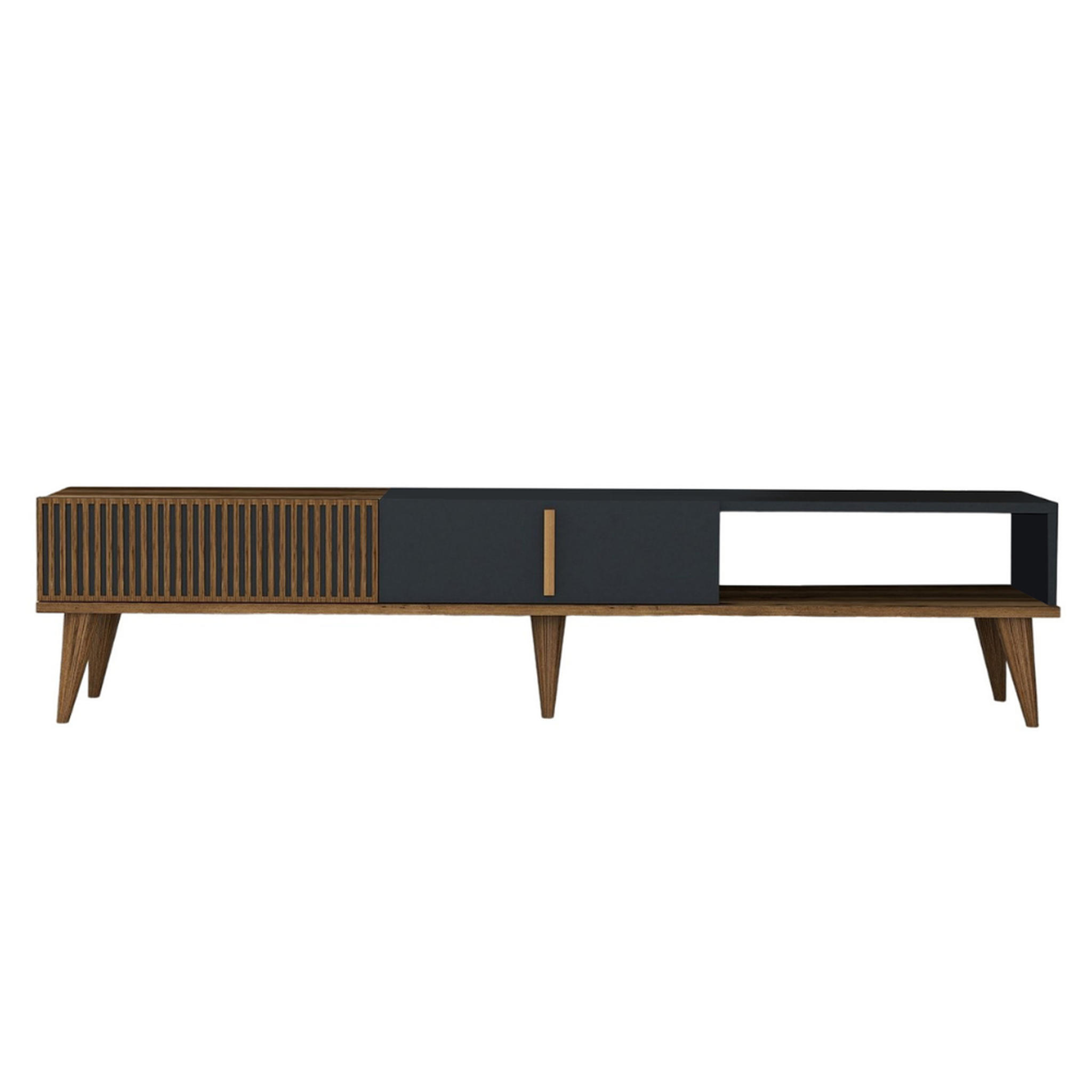 CONCEPT USINE Meuble tv design bois et anthracite 180 cm nola