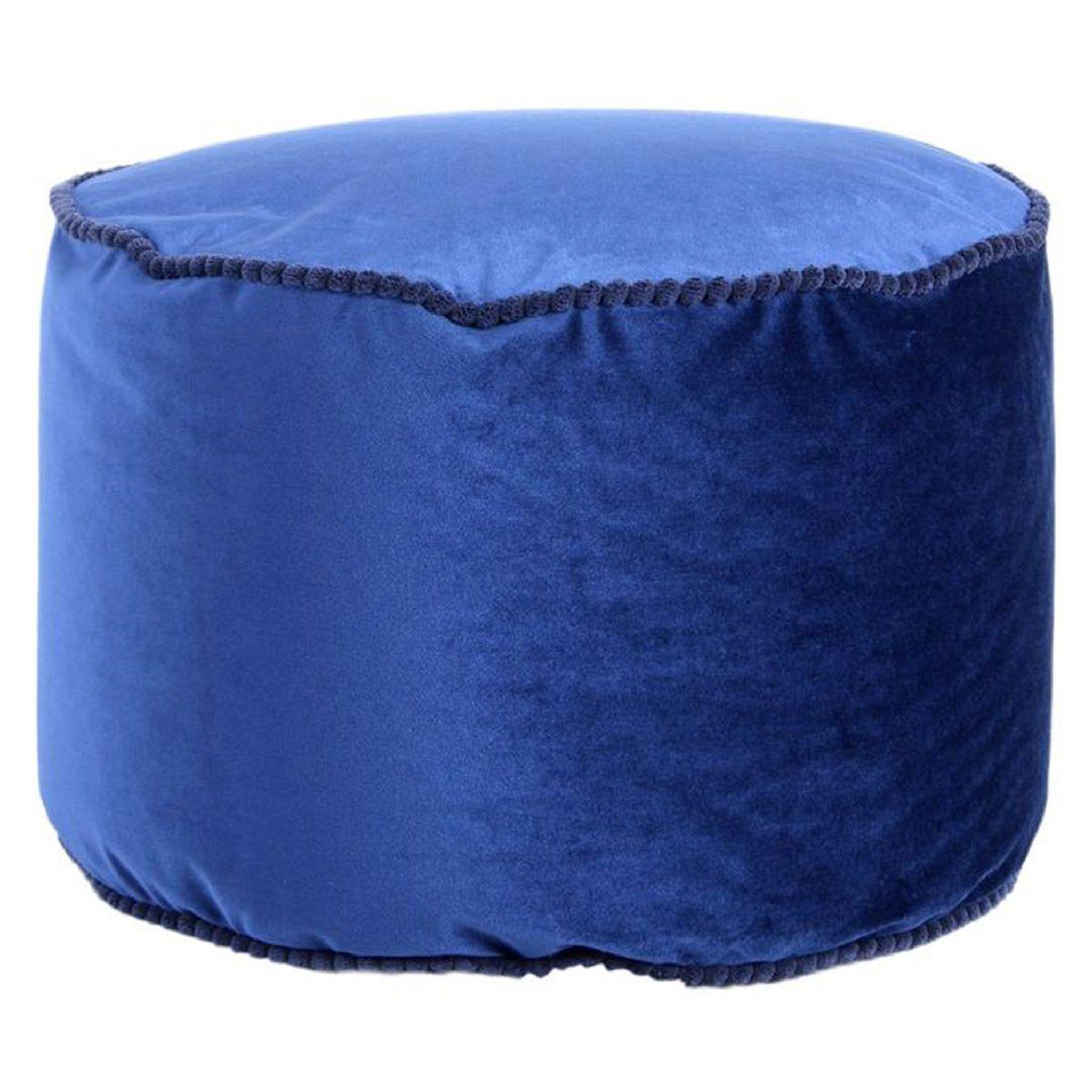 Paris Prix Pouf rond en velours  taj mahal  47cm bleu